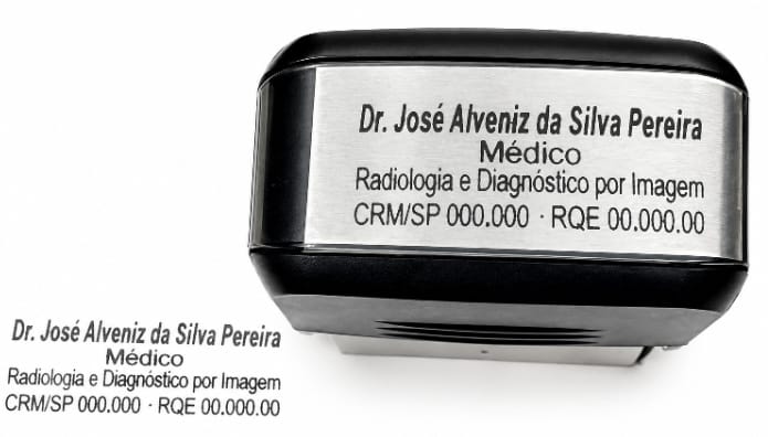 Carimbo automático Colop Printer 20 personalizado para médico com CRM e especialidade